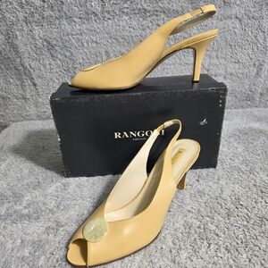 VtG Rangoni Firenze Nude Italian Leather Slingback Heels‎ Peep Toe 10 B NEW
